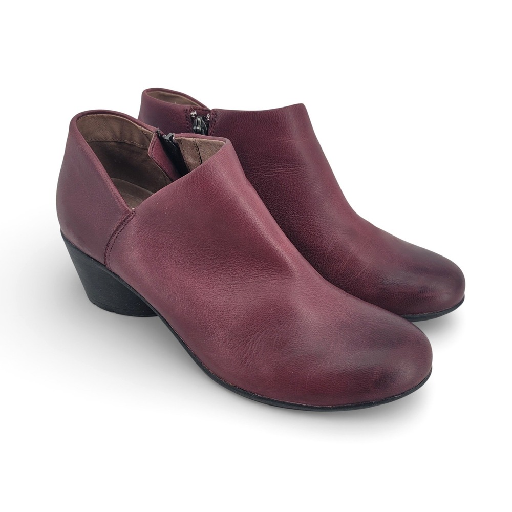 Dansko Raina Ankle Booties 39 Red Wine‎ Burnished Leather Career Comfort Zip